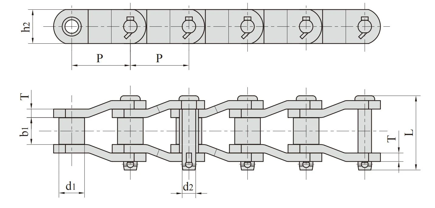 2 Heavy duty cranked-link transmission chains 2 Heavy duty cranked-link transmission chains